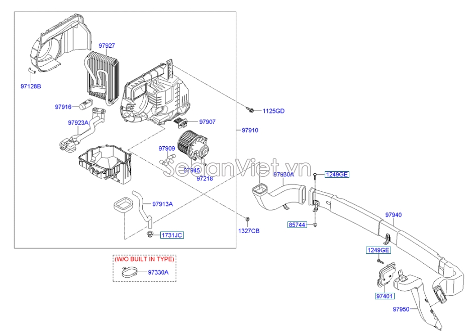 Giàn lạnh trong xe sau Hyundai Santafe 2010