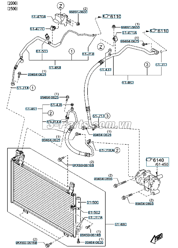 Giàn nóng Mazda 3 2013-2016