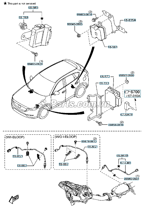 Cảm biến hỗn hợp oxy và nhiên liệu mazda 6 2014-2016