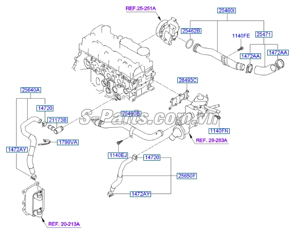 Ông nước Hyundai Santafe 2010-2012