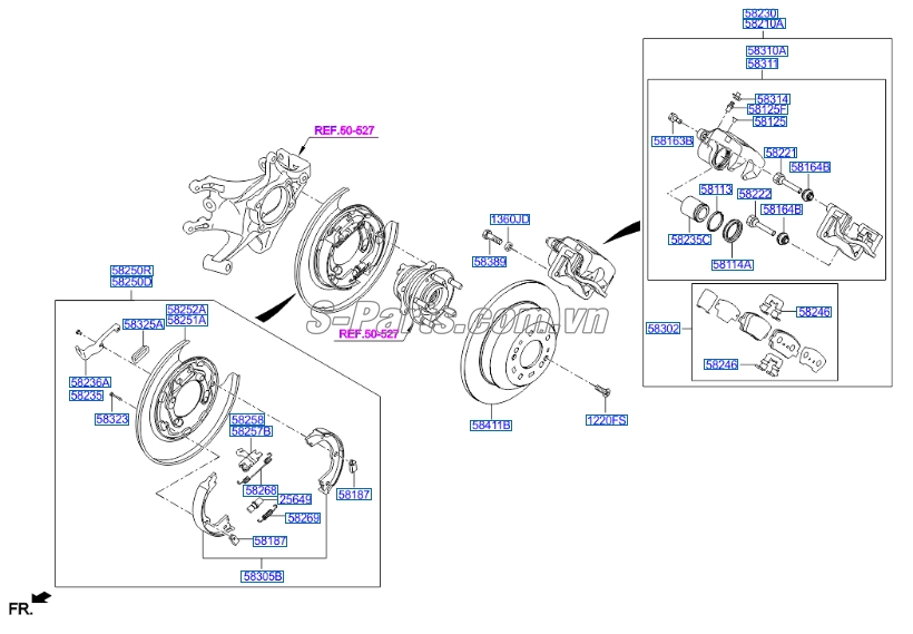 Má phanh sau Hyundai Santafe 2013-2015