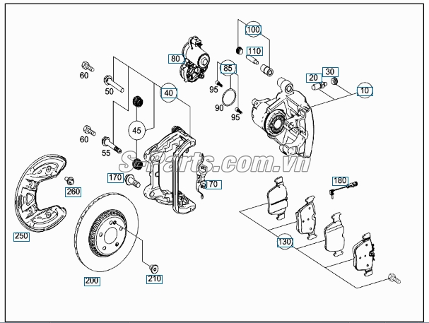 Má phanh sau Mercedes-Benz C200 2014