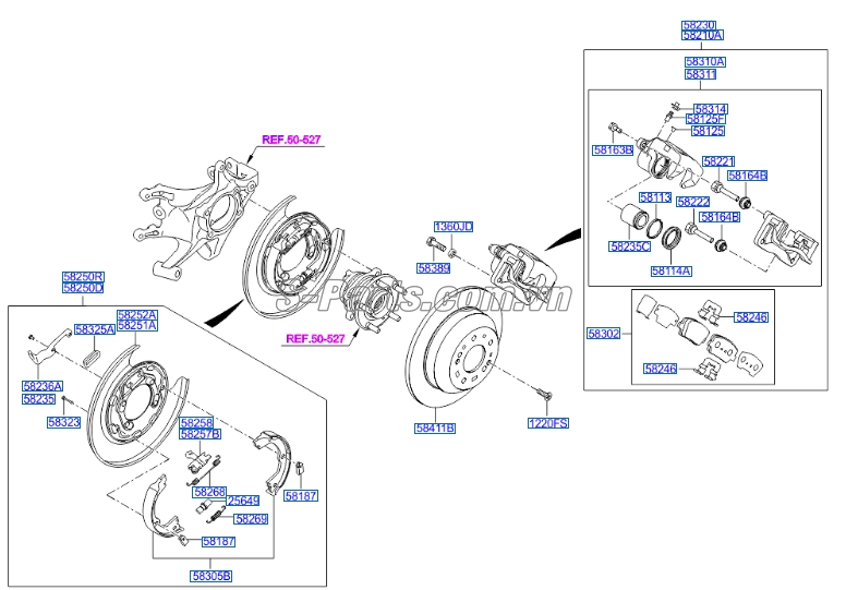 Má phanh sau Hyundai Santafe 2013-2015