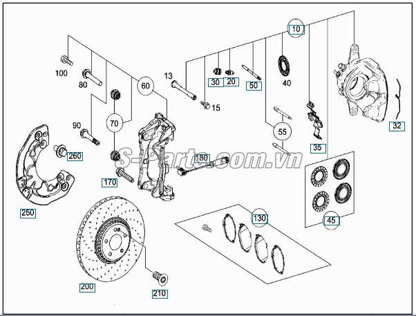 Đĩa phanh trước Mercedes-Benz E200 Facelift 2015