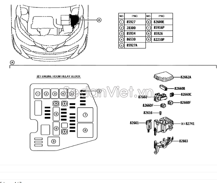Hộp cầu chì đầu xe Toyota Vios 2019