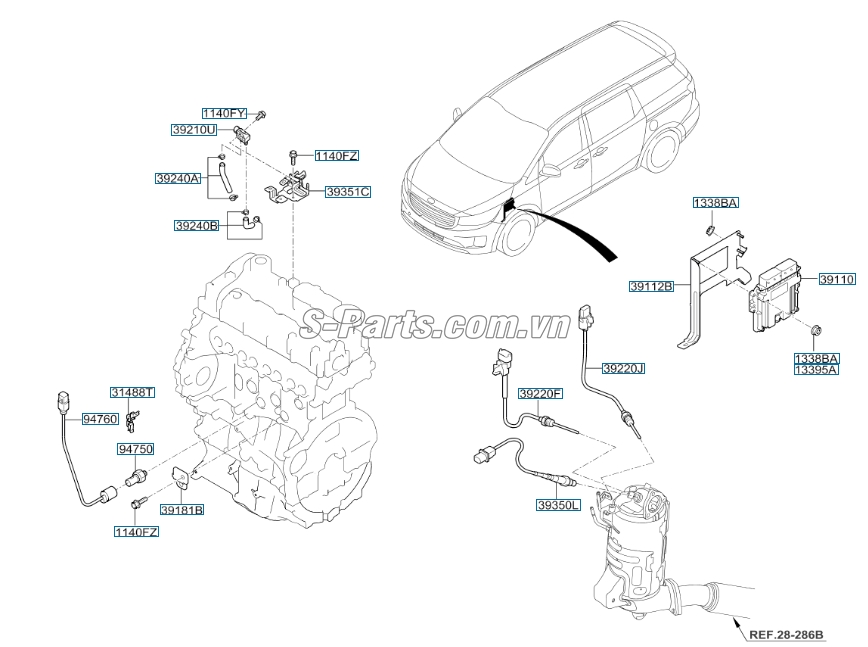 Cảm biến oxy Hyundai Tucson 2010-2012