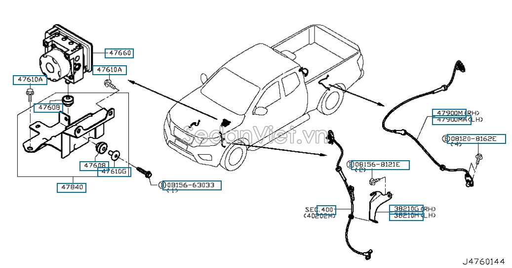 Cảm biến abs sau Nissan Navara NP300 2015-2020