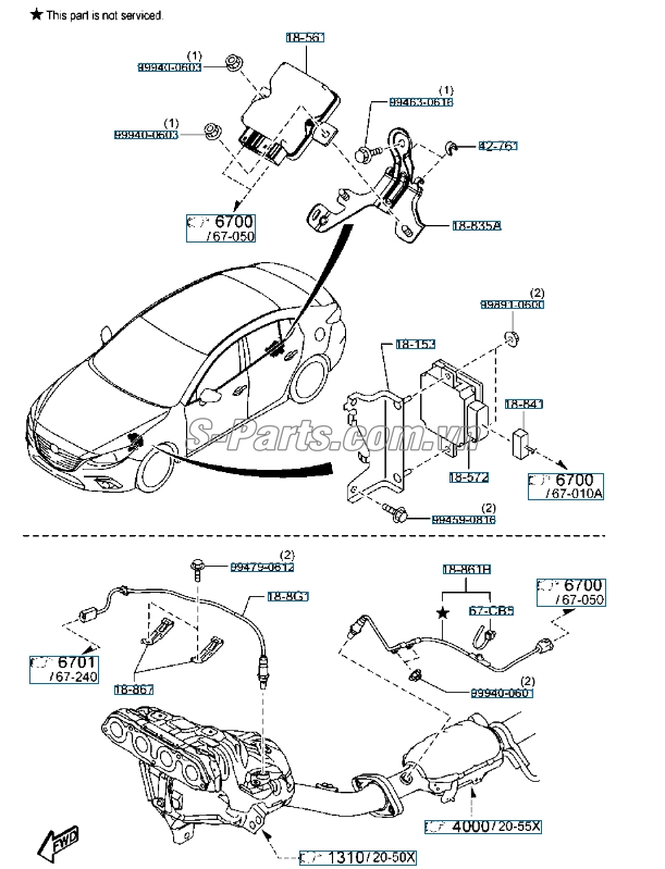 Cảm biến hỗn hợp oxy và nhiên liệu mazda 6 2014-2016