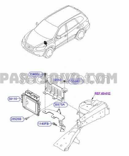 Giá bắt hộp điều khiểu ecu Hyundai Santafe 2006-2008