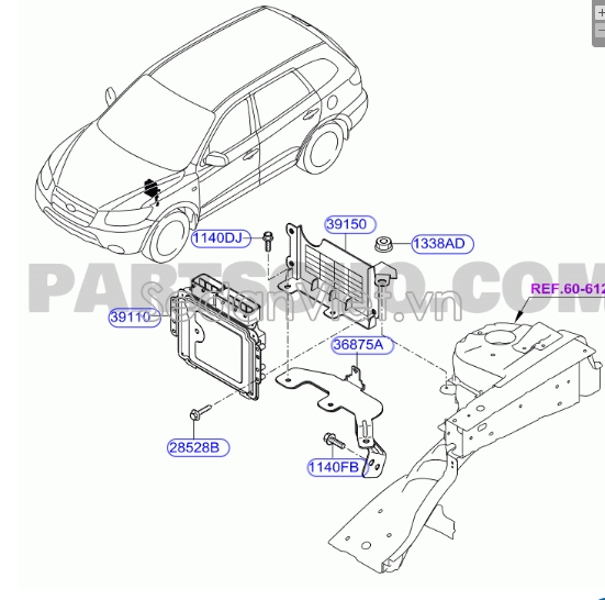 Giá bắt hộp điều khiểu ecu Hyundai Santafe 2006-2008