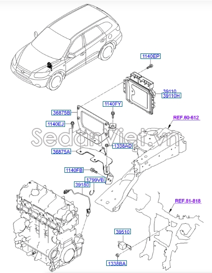 Cảm biến trục cơ Hyundai Santafe 2006-2008