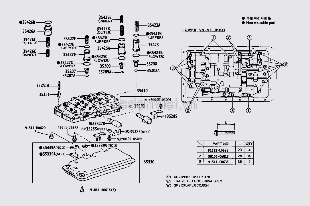 Van mở dầu hộp số tự động Toyota Fortuner 2009-2012