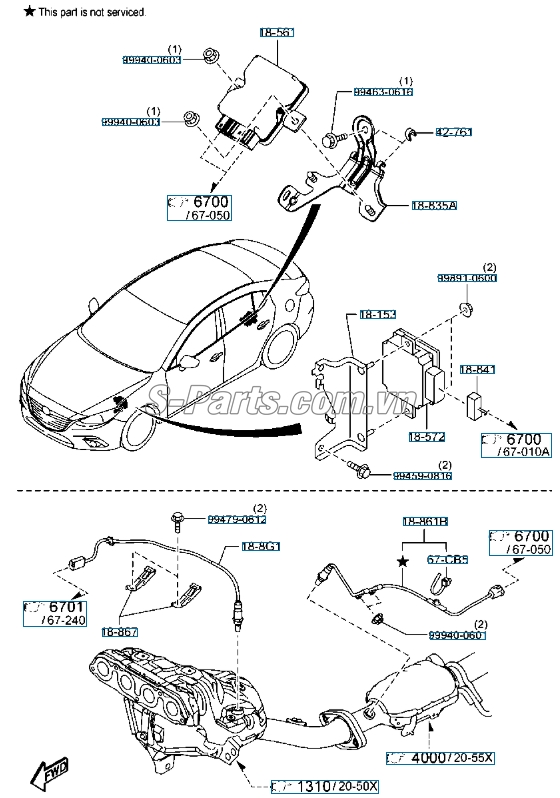 Cảm biến hỗn hợp oxy và nhiên liệu mazda 6 2014-2016