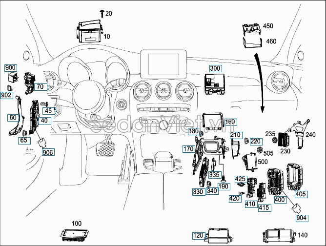 Bình ắc quy phụ Mercedes-Benz C200 2014