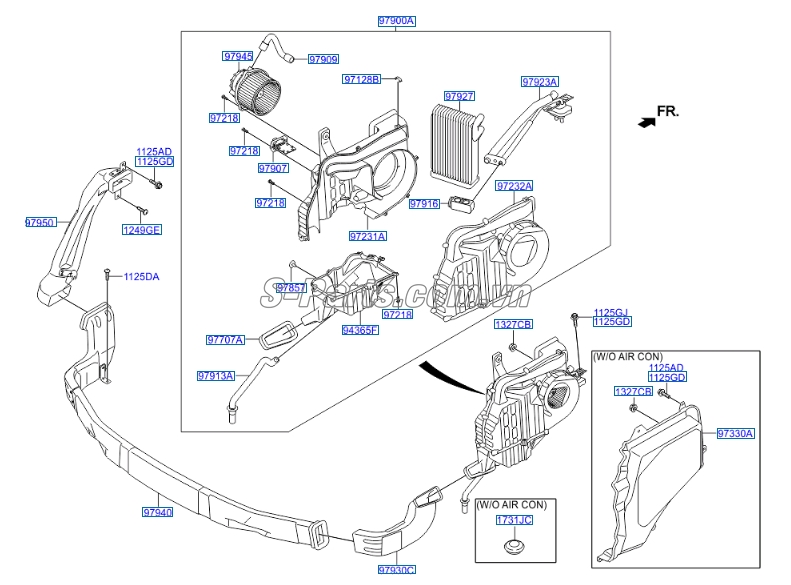Giàn lạnh trong xe sau Hyundai Santafe 2013-2015