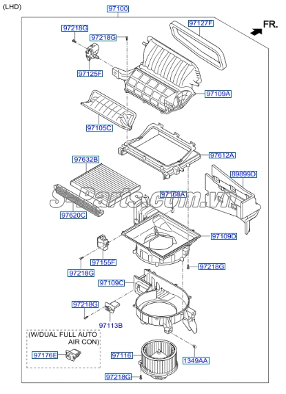 Trở quạt gió điều hòa Hyundai Santafe 2013-2015