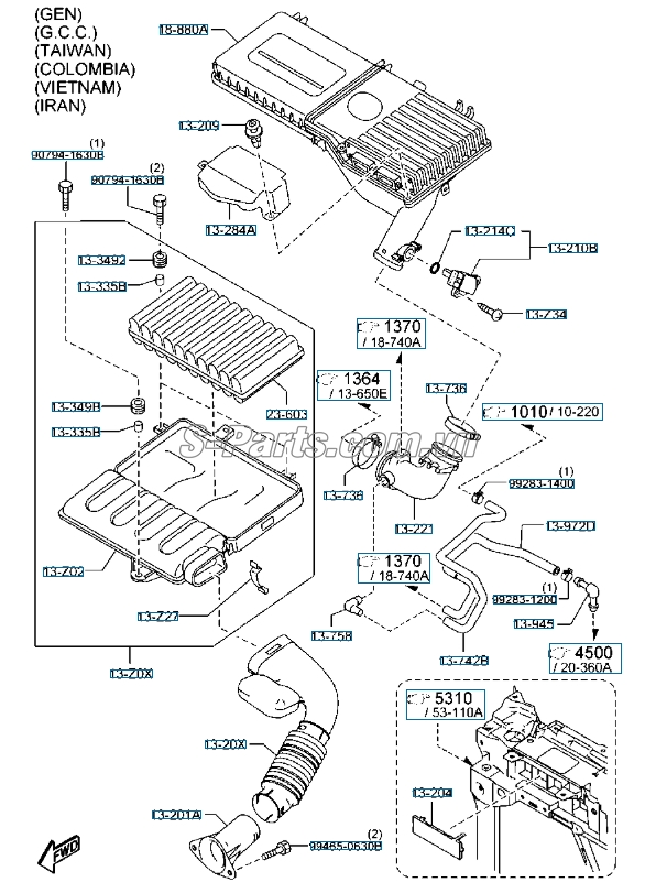 Lọc gió động cơ Mazda 3 2010