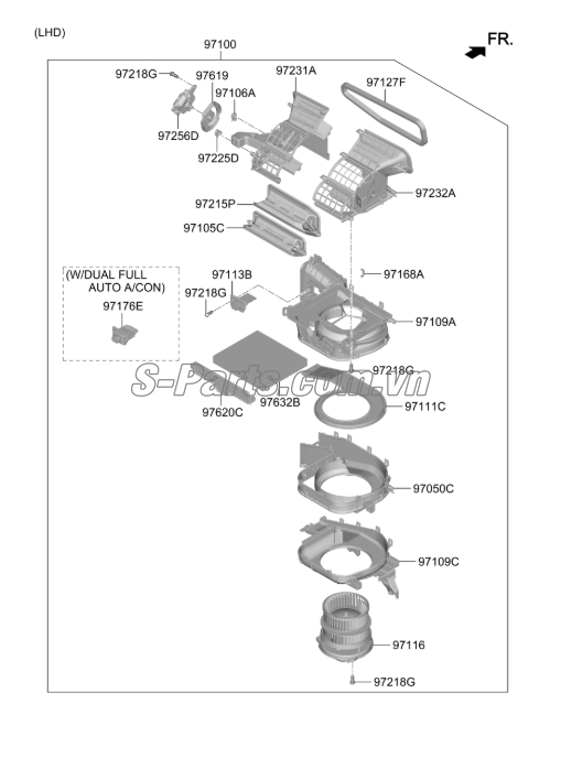 Trở quạt gió điều hòa Hyundai Santafe 2019-2021