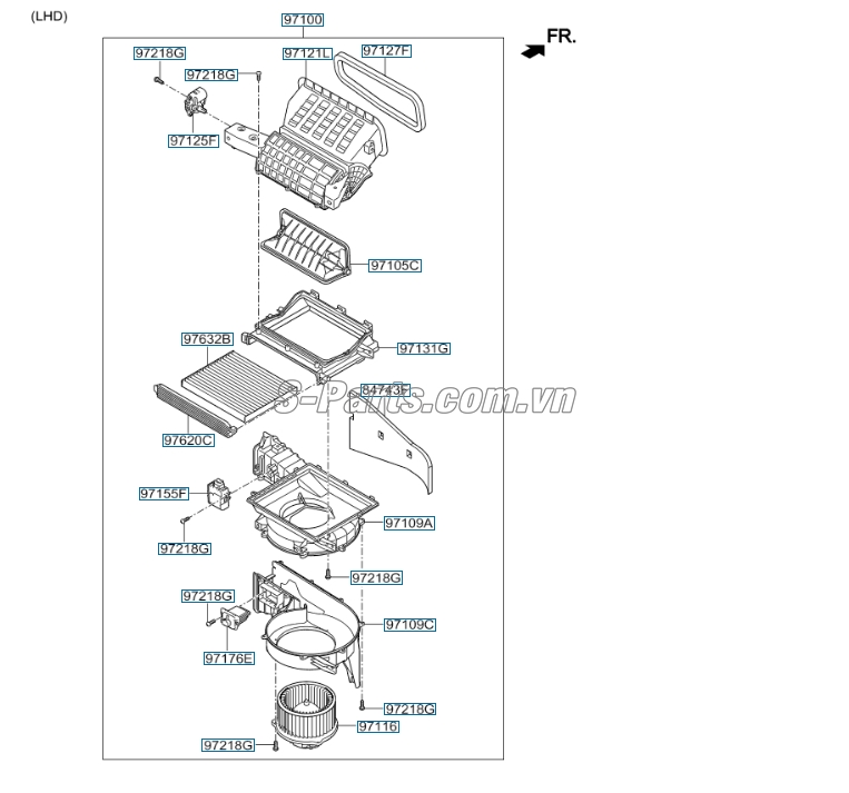 Trở quạt gió điều hòa Hyundai Santafe 2013-2015