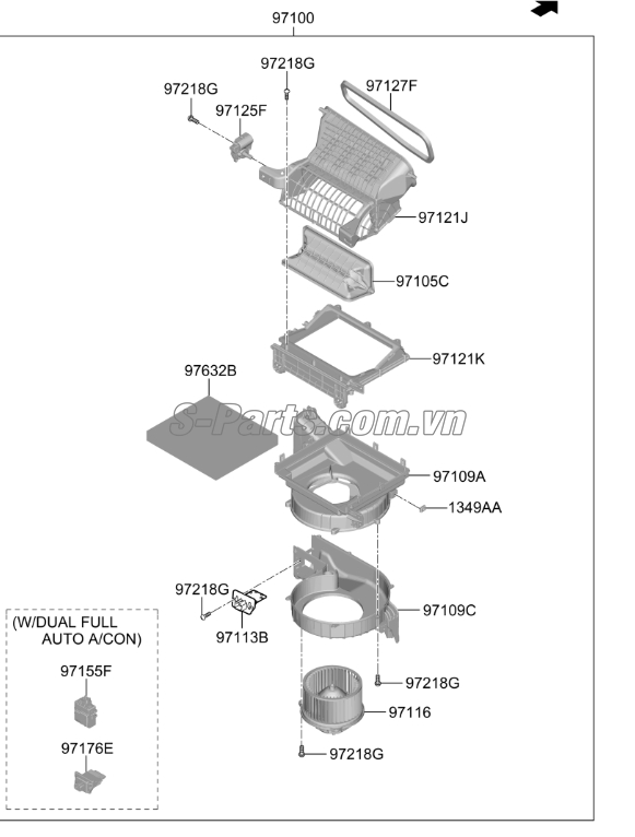 Cửa tuần hoàn không khí Hyundai Santafe 2013-2015