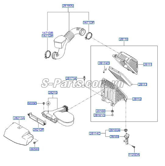 Hộp lọc gió động cơ Hyundai Santafe 2013-2015