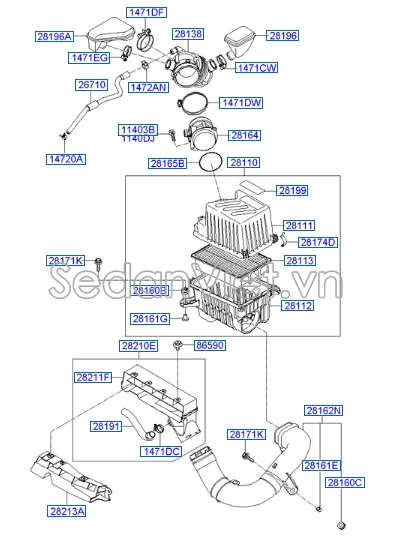 Cảm biến lưu lượng gió Hyundai Veracruz 2008