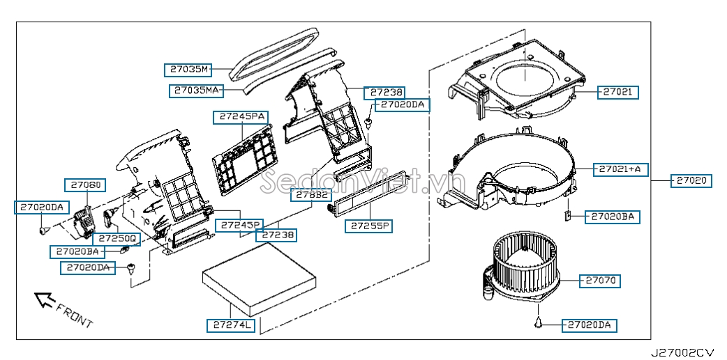 Quạt gió điều hòa trong xe Nissan Navara NP300 2015