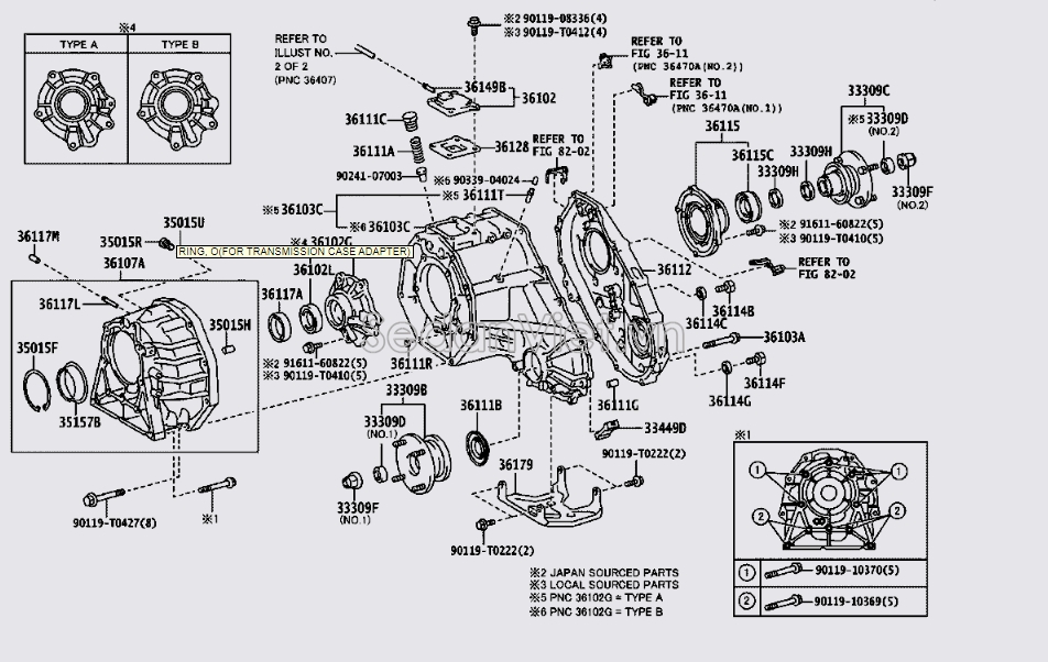 Vỏ hộp số phụ Toyota Fortuner 2009-2012