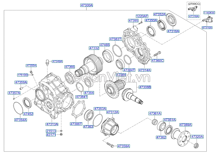 Cụm cầu sau Hyundai Santafe 2006-2008