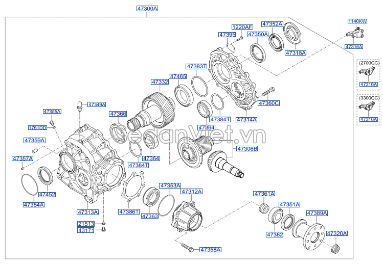 Cụm cầu sau Hyundai Santafe 2006-2008