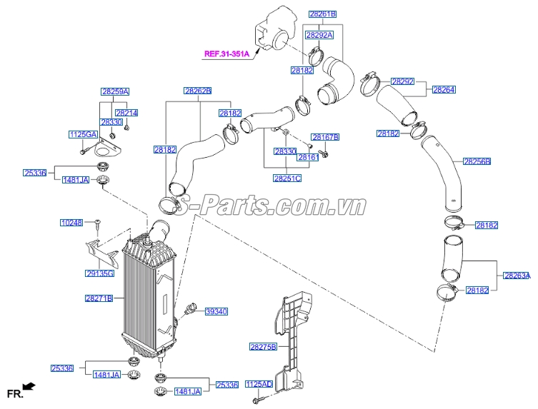 Két làm mát turbo KIA New Sorento 2014