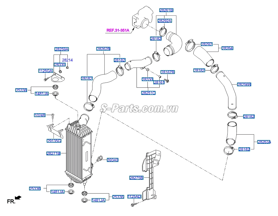 Két làm mát turbo KIA New Sorento 2014