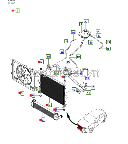 Nắp bình nước phụ Ford Transit 2008-2017