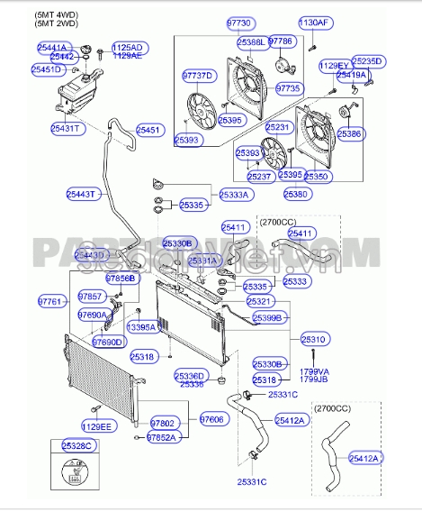 Nắp bình nước phụ Hyundai Starex 2014-2016