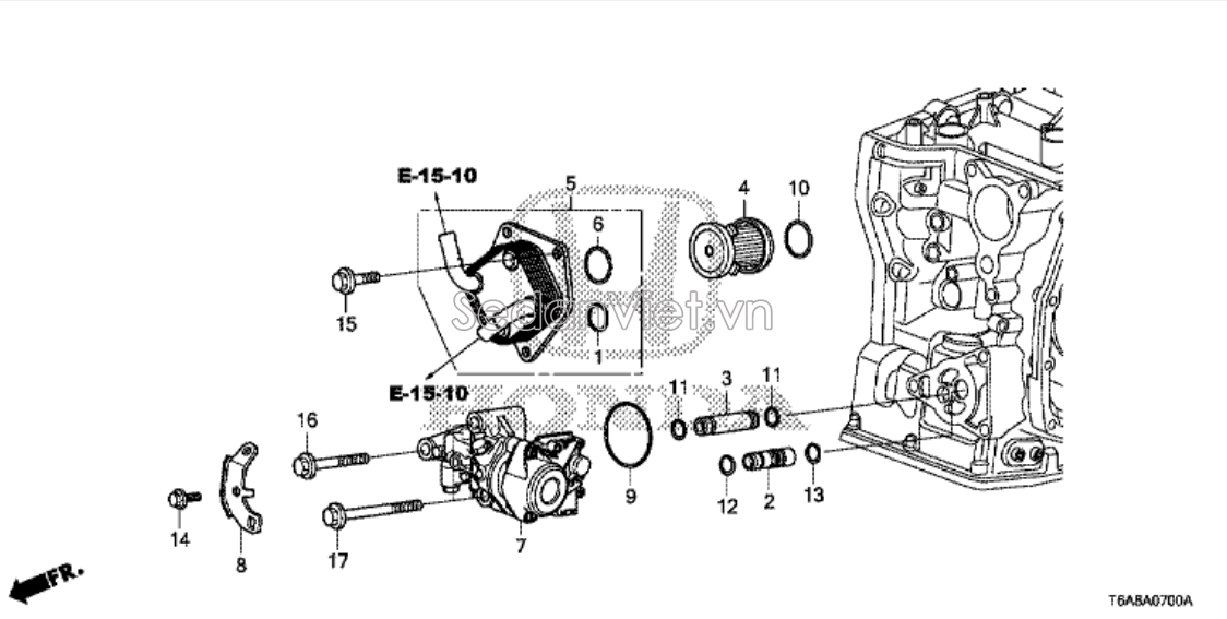Cốc lọc dầu két sinh hàn nhớt hộp số Honda City 2017-2020