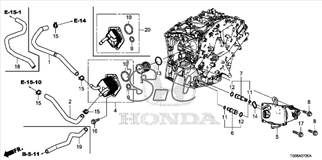 Két làm mát dầu hộp số tự động Honda City 2017