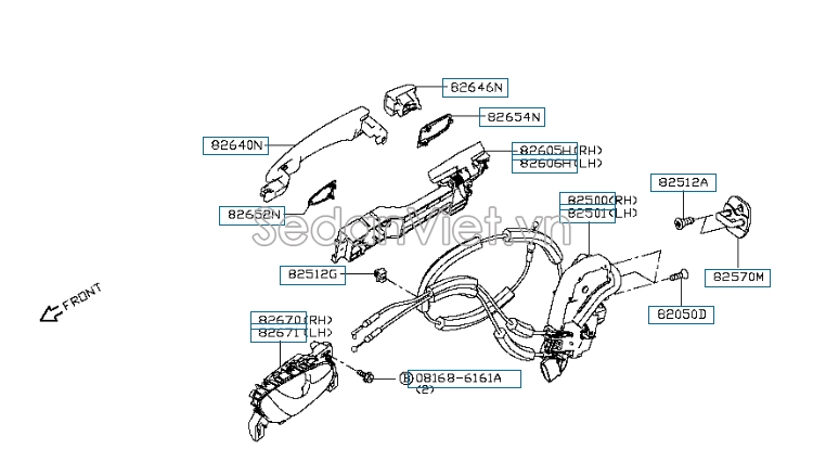 Tay mở cửa ngoài đoạn dài có mạ Nissan Navara NP300 2015