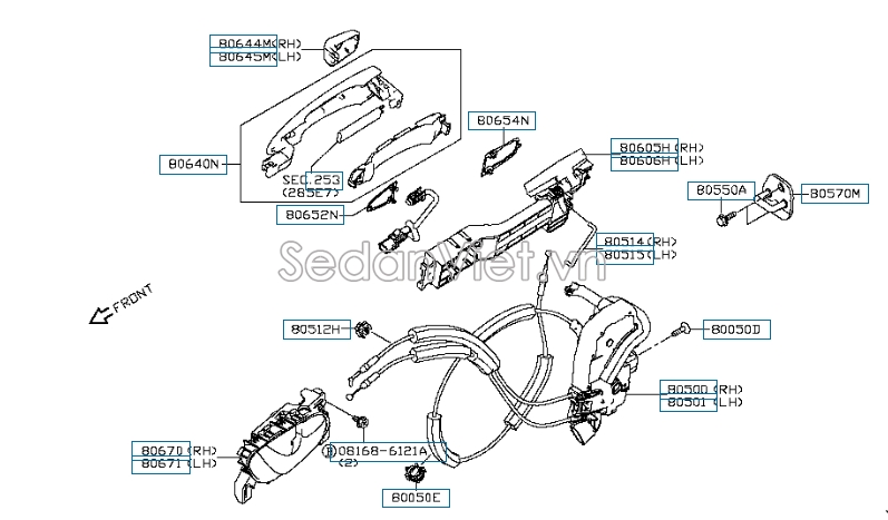 Giá đỡ tay mở cửa trước Nissan Navara NP300 2015-2020