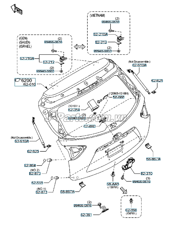 Công tắc cốp hậu Mazda CX-5 2012-2015