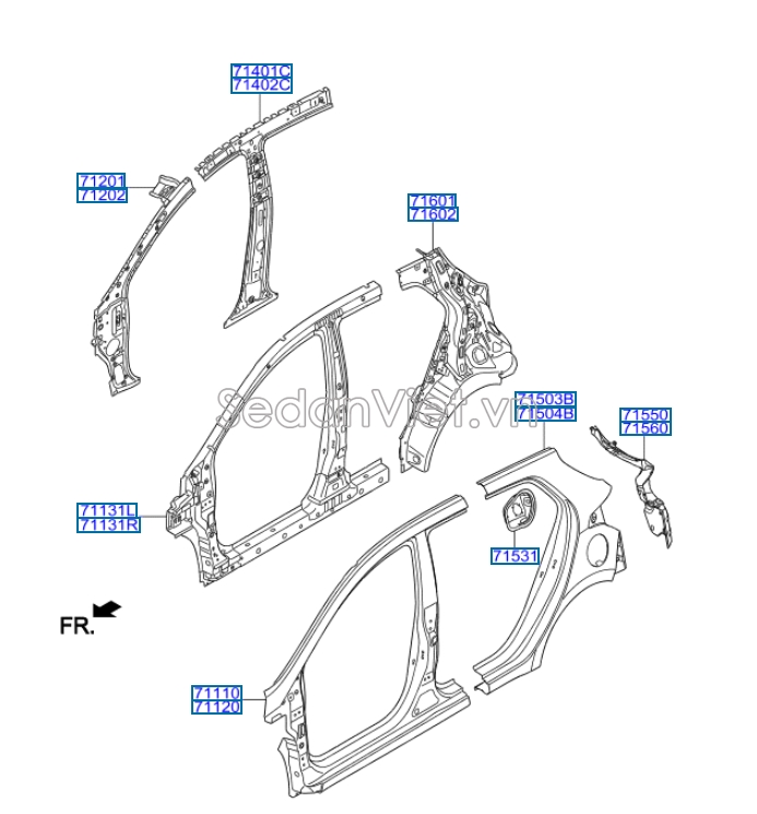 Khung cánh cửa giữa Hyundai i10 Grand 2017