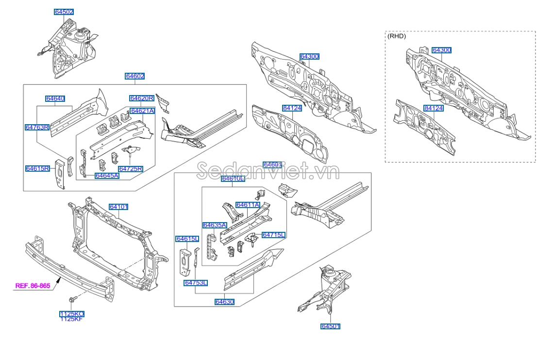 Khung xương đầu xe Hyundai i10 Grand 2014-2016