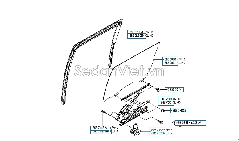 Kính cánh cửa Nissan Navara NP300 2015