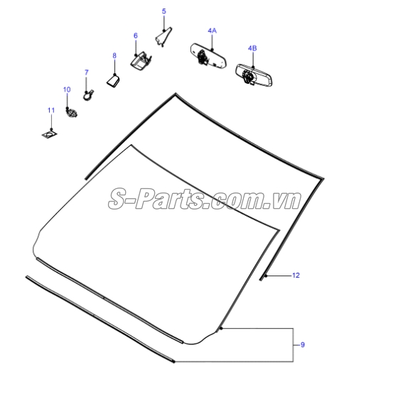 Kính chắn gió trước không cảm biến Ford Ranger 2016-2018