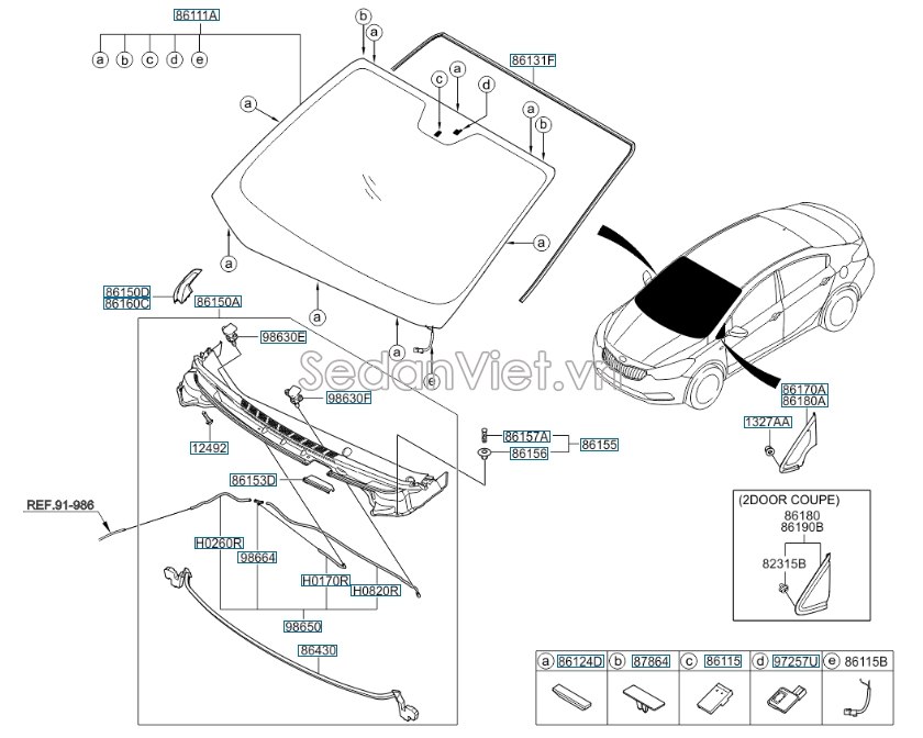Ốp chân kính chắn gió lh KIA K3 2013-2016