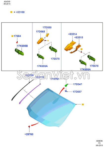 Gương chiếu hậu trong xe Ford Ranger 2013-2015