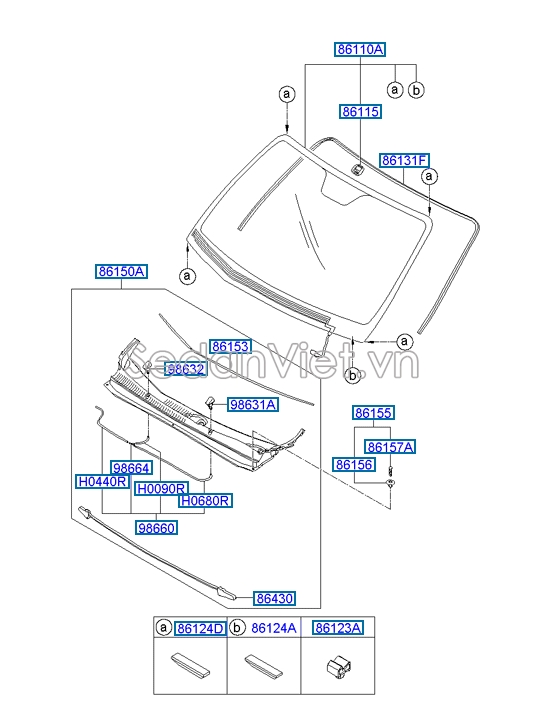 Ốp chân kính chắn gió Hyundai Santafe 2010-2012