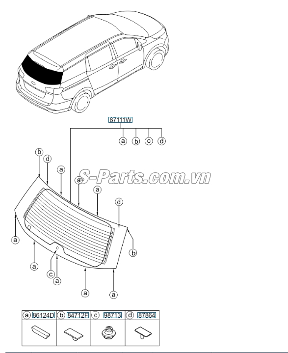 Kính cửa hậu KIA Sedona 2015