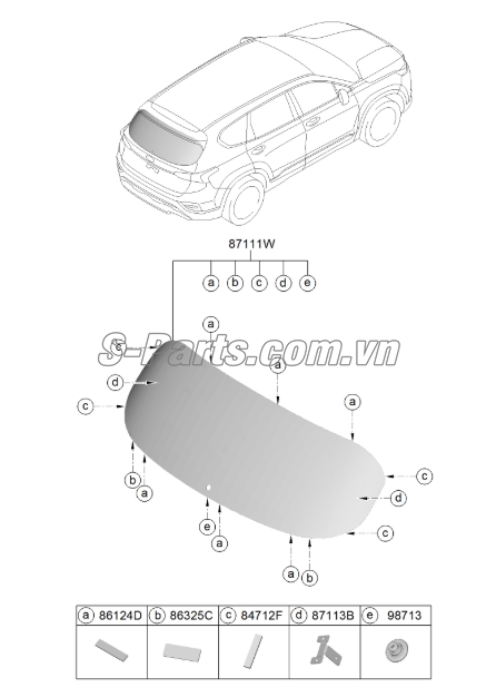 Kính chắn gió sau Hyundai Santafe 2019