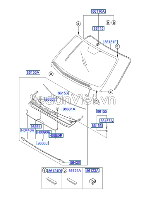 Ốp chân kính chắn gió Hyundai Santafe 2010-2012