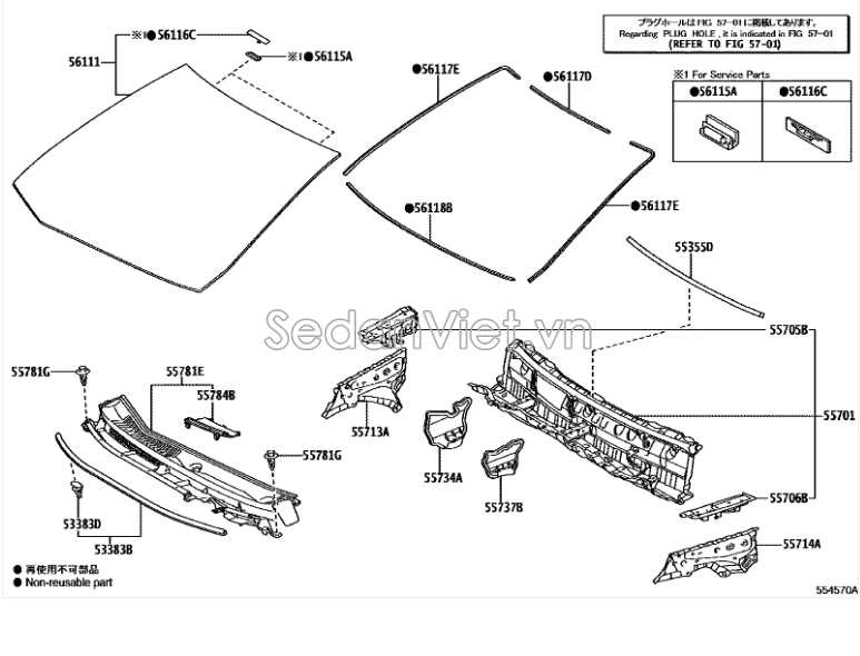 Gioăng kính chắn gió Toyota Vios 2014-2016